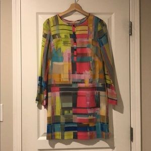 Trina Turk Size 2 long sleeve silk colorful dress